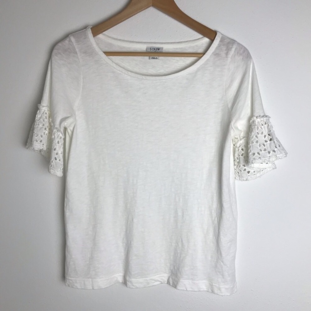 NWT⛱️J. Crew White Eyelet Sleeve Top - M